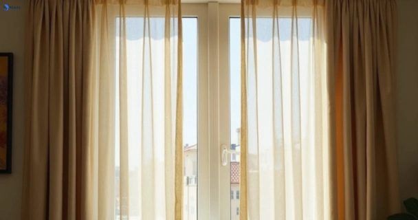 Dusty and dull curtains in murrumba-downs before steam cleaning